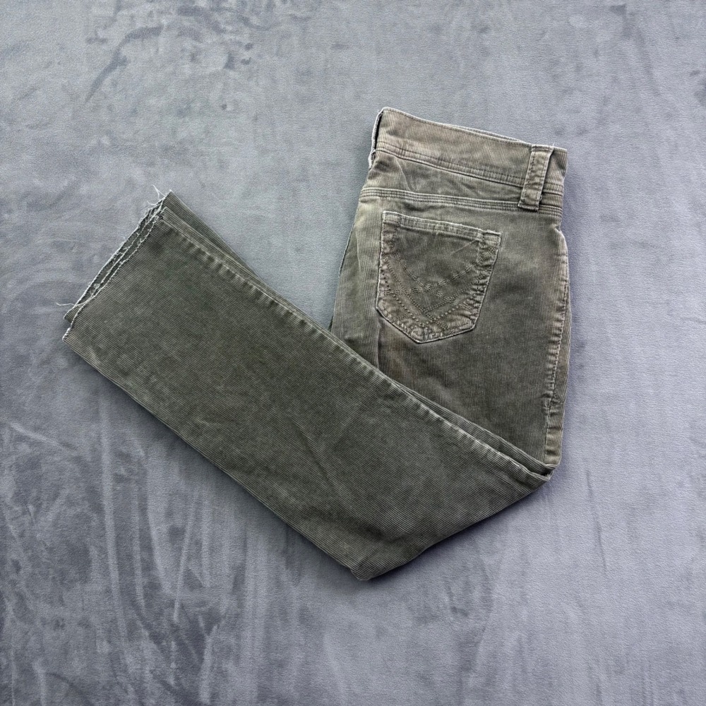 Old Navy Ultra Low Rise Skinny Corduroy Pants Olive Green Raw Hem Size 2 Regular